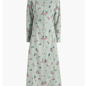 Hill House The Lucienne Dress In Sage Taffeta